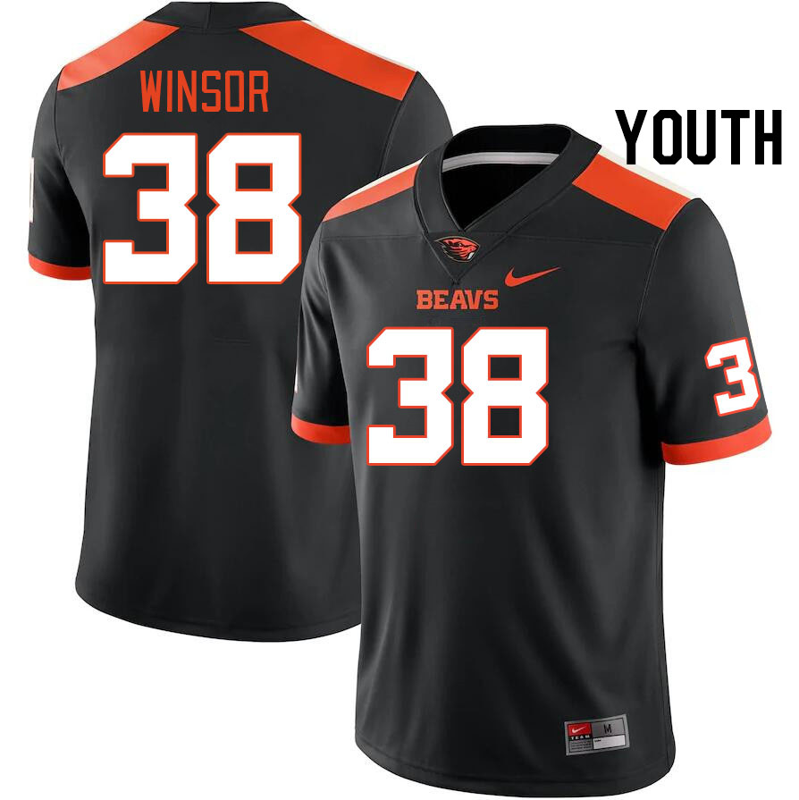 Youth #38 AJ Winsor Oregon State Beavers College Football Jerseys Stitched-Black